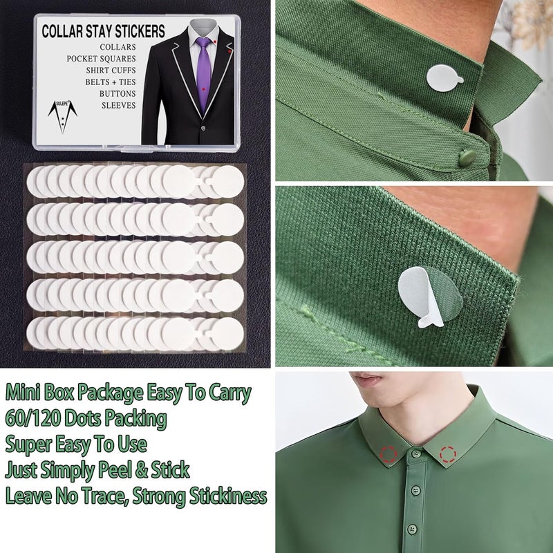 SULEPE Collar Stays for Shirts & Polo’s. Fashion Hack for Plastic Collar Stay 24hr Hold, Polo Shirt Collar Fixed (120 Dots) - Image 2